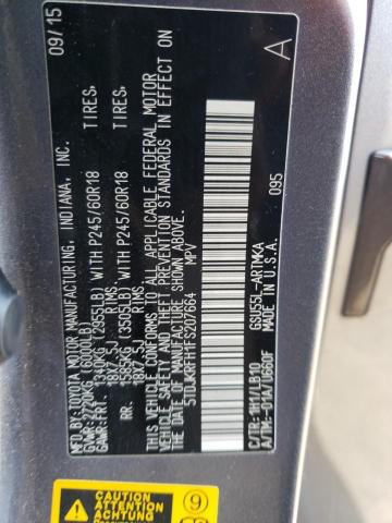 5TDJKRFH1FS207664 - 2015 TOYOTA HIGHLANDER XLE Boz foto 13