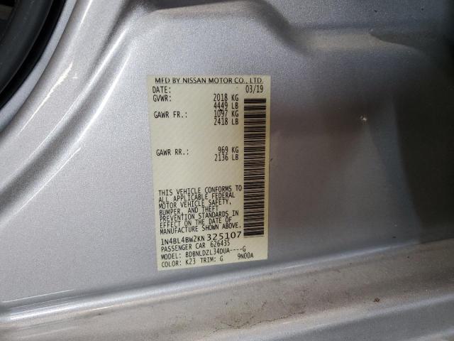 1N4BL4BW2KN325107 - 2019 NISSAN ALTIMA S SILVER photo 13