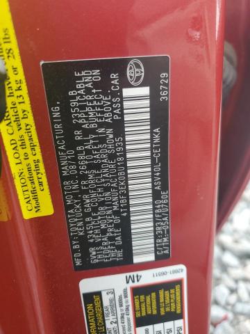 4T1BF3EK0BU181935 - 2011 TOYOTA CAMRY BASE RED photo 12