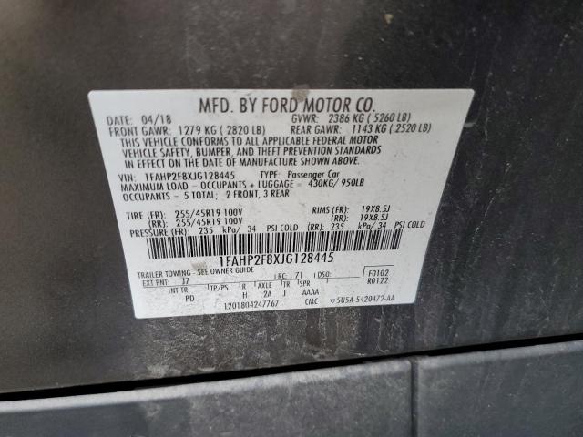 1FAHP2F8XJG128445 - 2018 FORD TAURUS LIMITED GRAY photo 13