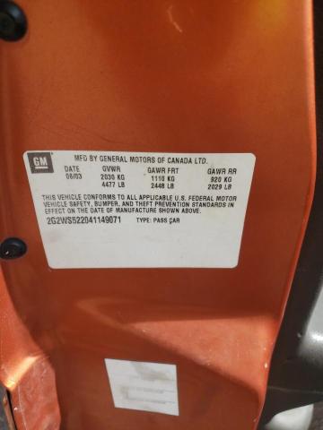 2G2WS522041149071 - 2004 PONTIAC GRAND PRIX GT2 ნარინჯისფერი ფოტო 13