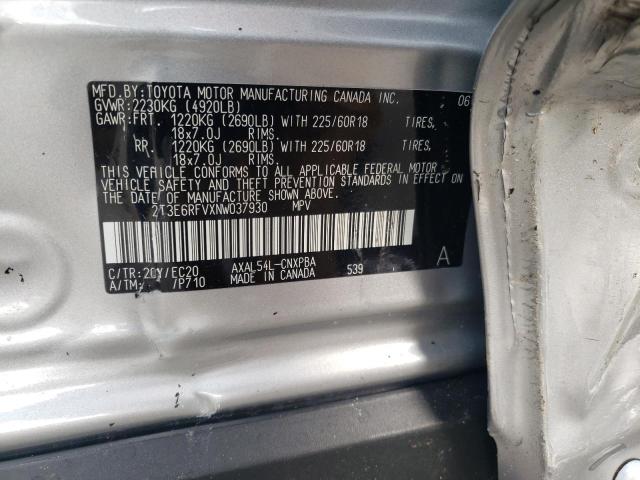 2T3E6RFVXNW037930 - 2022 TOYOTA RAV4 XSE SILVER photo 13