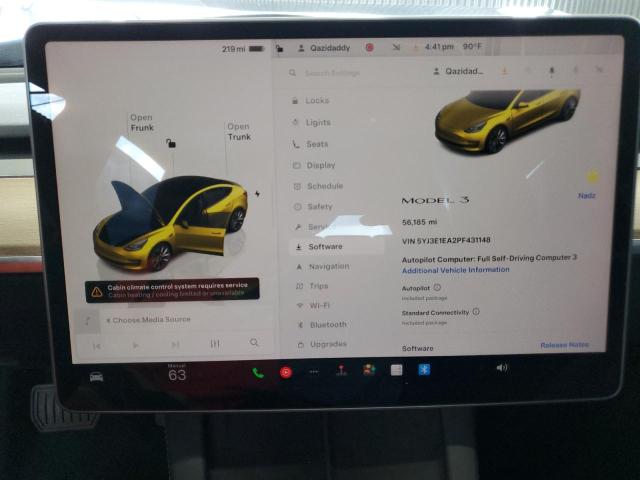 5YJ3E1EA2PF431148 - 2023 TESLA MODEL 3 GRAY photo 9