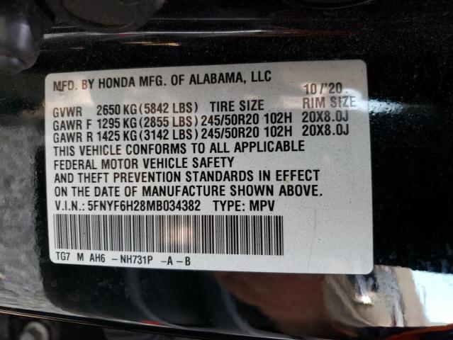 5FNYF6H28MB034382 - 2021 HONDA PILOT SE BLACK photo 14