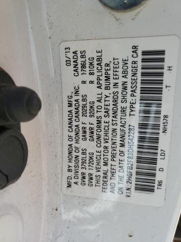 2HGFB2F83DH542287 - 2013 HONDA CIVIC EX WHITE photo 12