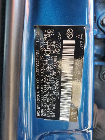 JTDKDTB30C1028269 - 2012 TOYOTA PRIUS C BLUE photo 13