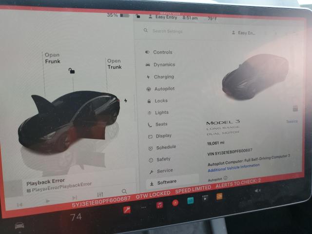 5YJ3E1EB0PF600687 - 2023 TESLA MODEL 3 Чорний фото 9