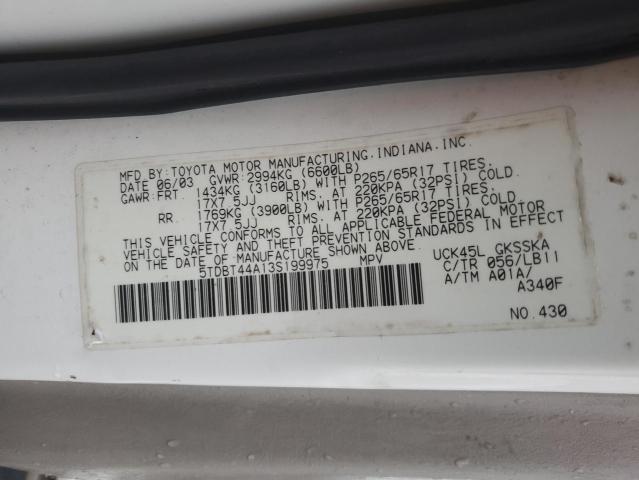 5TDBT44A13S199975 - 2003 TOYOTA SEQUOIA SR5 白色 照片 14