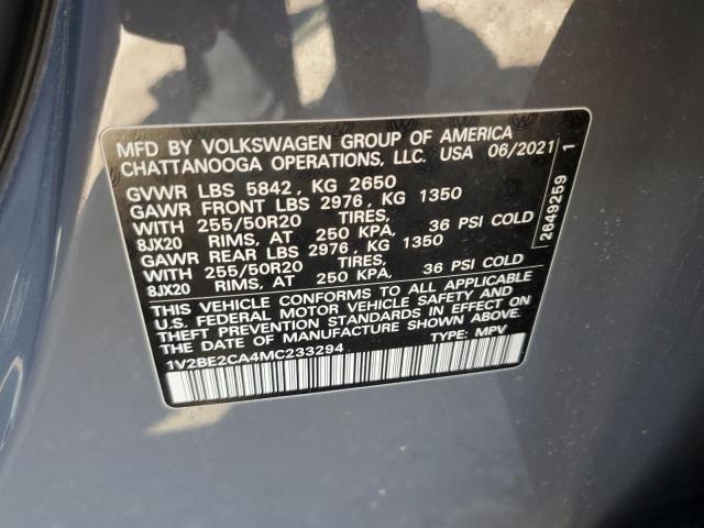 1V2BE2CA4MC233294 - 2021 VOLKSWAGEN ATLAS CROS SEL GRAY photo 12