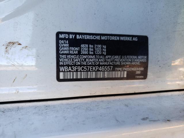 WBA3F9C57EKP46557 - 2014 BMW ACTIVEHYBR WHITE photo 12