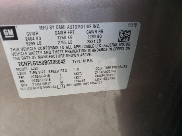 2CNFLGE50B6288042 - 2011 CHEVROLET EQUINOX LTZ SILVER photo 13