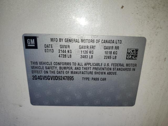 2G4GV5GV0D9247895 - 2013 BUICK REGAL GS WHITE photo 12