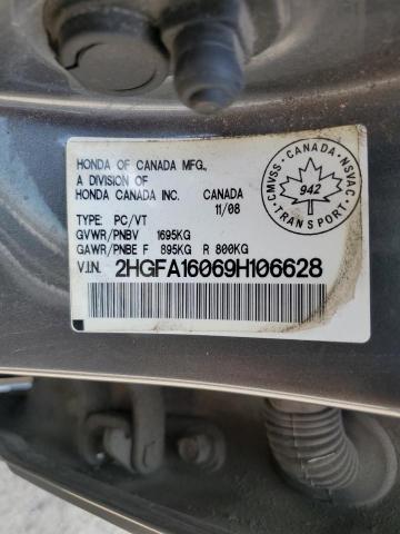 2HGFA16069H106628 - 2009 HONDA CIVIC EXL GRAY photo 13