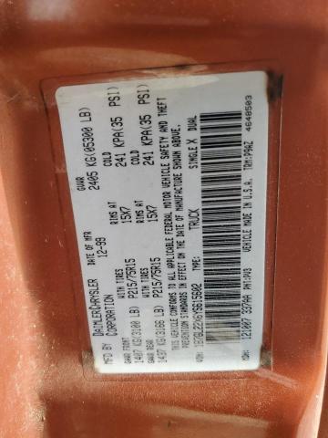 1B7GL22X6YS615602 - 2000 DODGE DAKOTA ნარინჯისფერი ფოტო 12