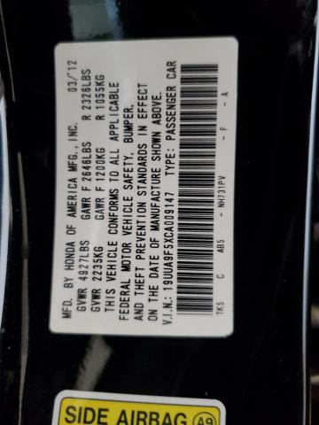 19UUA9F5XCA009147 - 2012 ACURA TL BLACK photo 13