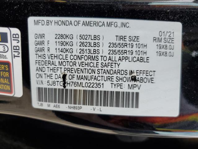 5J8TC2H76ML022351 - 2021 ACURA RDX ADVANCE BLACK photo 14