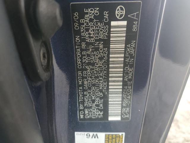 JTKDE177X70176424 - 2007 TOYOTA SCION TC BLUE photo 12