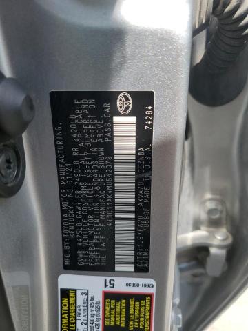 4T1C11AK4MU542079 - 2021 TOYOTA CAMRY LE SILVER photo 13