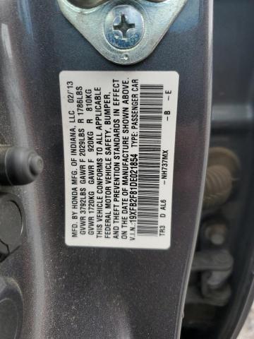 19XFB2F81DE021854 - 2013 HONDA CIVIC EX Сұр фото 12