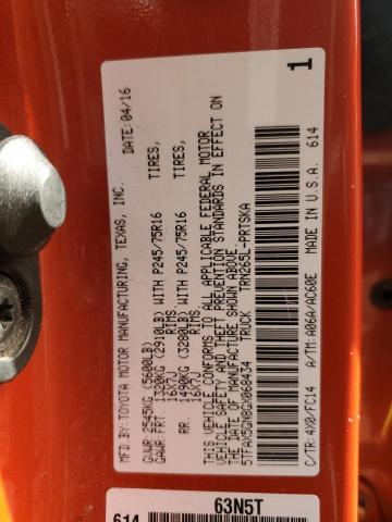 5TFAX5GN8GX068434 - 2016 TOYOTA TACOMA DOUBLE CAB ORANGE photo 13