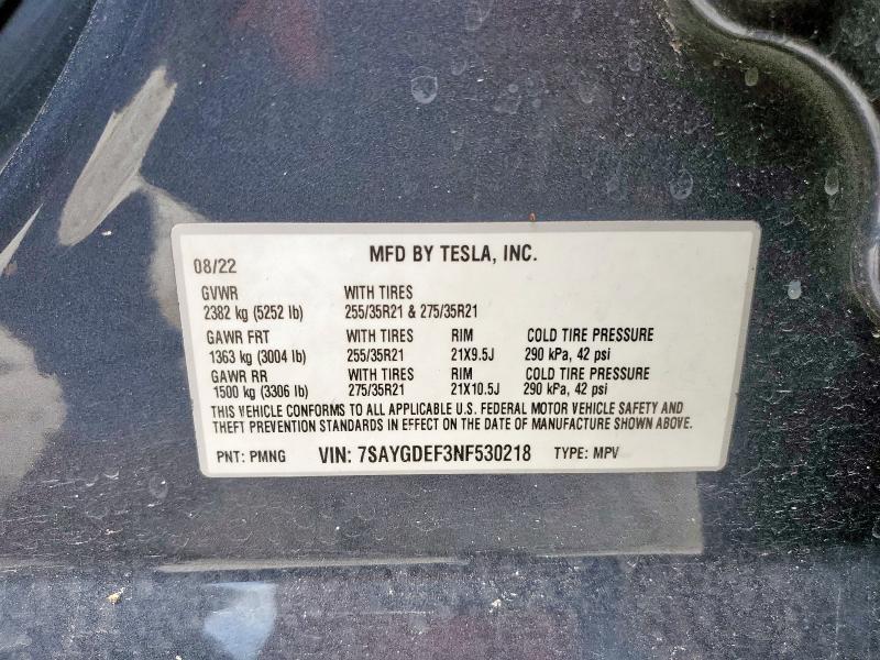 7SAYGDEF3NF530218 - 2022 TESLA MODEL Y ნაცრისფერი ფოტო 14