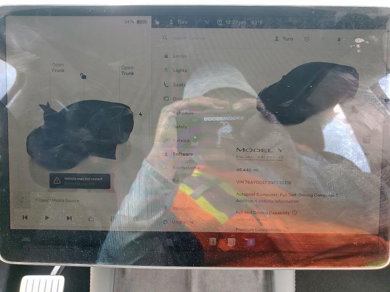 7SAYGDEF3NF530218 - 2022 TESLA MODEL Y ნაცრისფერი ფოტო 9