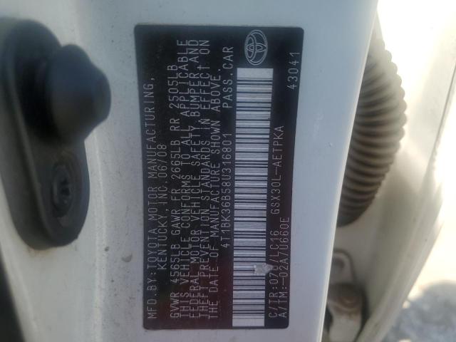 4T1BK36B58U316801 - 2008 TOYOTA AVALON XL Ağ foto 12