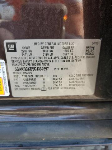 5GAKRCKD5GJ332697 - 2016 BUICK ENCLAVE BROWN photo 13