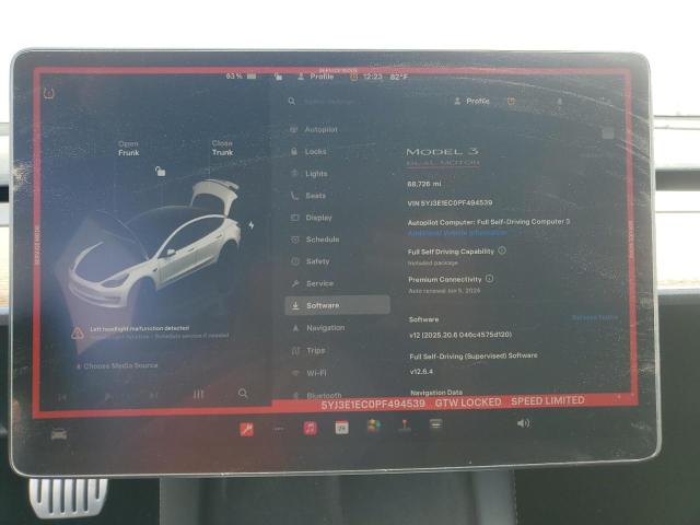 5YJ3E1EC0PF494539 - 2023 TESLA MODEL 3 Ağ foto 9