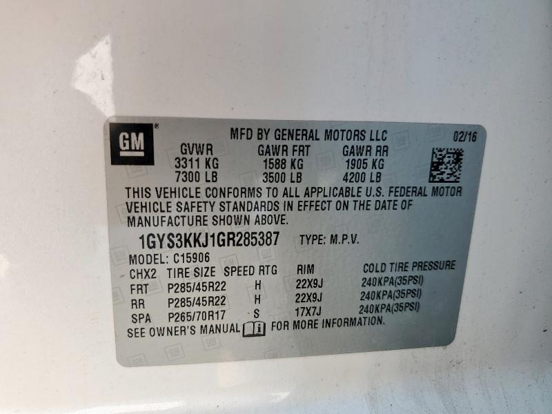 1GYS3KKJ1GR285387 - 2016 CADILLAC ESCALADE ESV PLATINUM 白色 照片 13