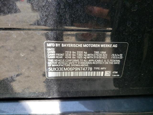 5UX33EM06P9N74778 - 2023 BMW X7 M60I BLACK photo 12