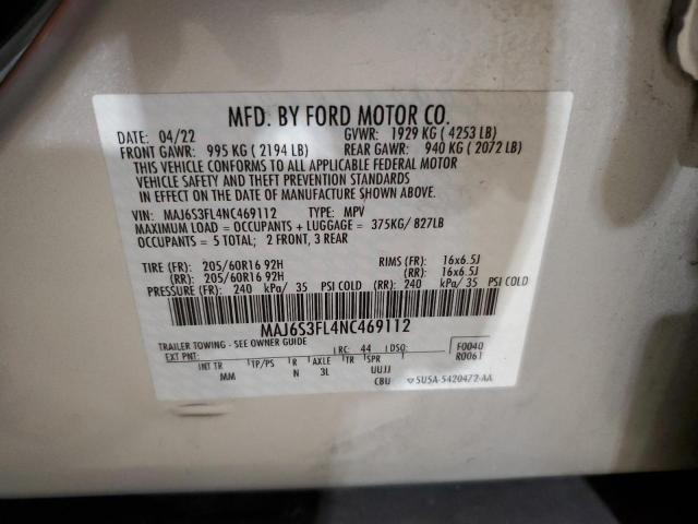 MAJ6S3FL4NC469112 - 2022 FORD ECOSPORT S SILVER photo 13