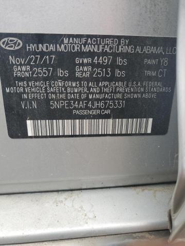 5NPE34AF4JH675331 - 2018 HYUNDAI SONATA SPORT SILVER photo 12