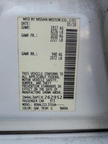 1N4AL3AP5JC262952 - 2018 NISSAN ALTIMA 2.5 أبيض صورة 13