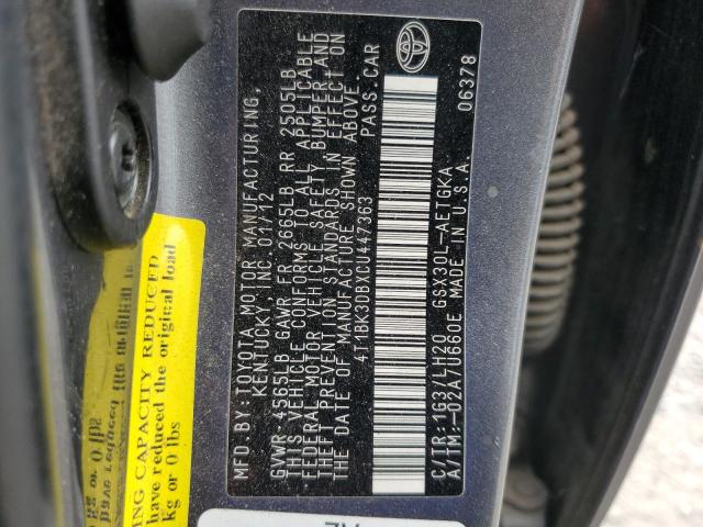 4T1BK3DBXCU447363 - 2012 TOYOTA AVALON BASE Boz foto 12