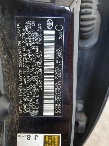 JTDKN3DU8F1955723 - 2015 TOYOTA PRIUS BLACK photo 13