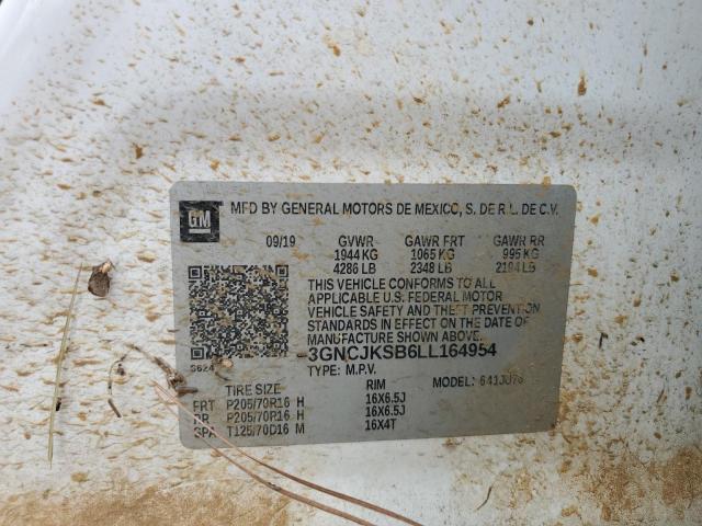 3GNCJKSB6LL164954 - 2020 CHEVROLET TRAX LS WHITE photo 14