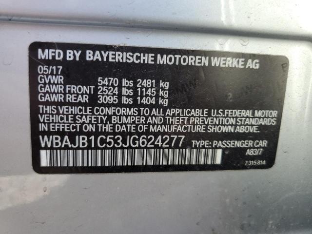 WBAJB1C53JG624277 - 2018 BMW 530XE SILVER photo 12