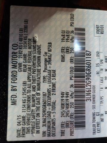 3LN6L2G90GR601187 - 2016 LINCOLN MKZ BLACK photo 12