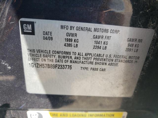 1G1ZH57B89F233776 - 2009 CHEVROLET MALIBU 1LT BLACK photo 12