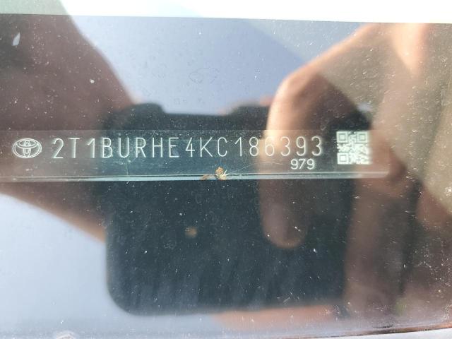 2T1BURHE4KC186393 - 2019 TOYOTA COROLLA L თეთრი ფოტო 13