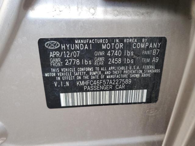 KMHFC46F57A227589 - 2007 HYUNDAI AZERA SE BROWN photo 12