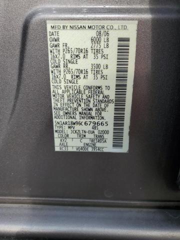 5N1AR18W96C679665 - 2006 NISSAN PATHFINDER LE 灰色 照片 13