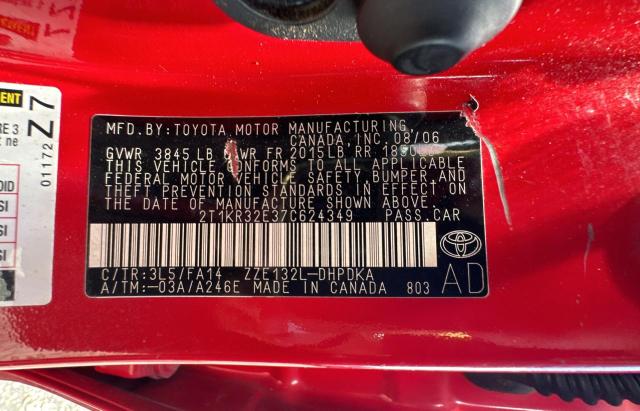 2T1KR32E37C624349 - 2007 TOYOTA COROLLA MA XR RED photo 10