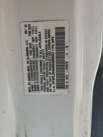 5FNRL5H60BB006003 - 2011 HONDA ODYSSEY EXL WHITE photo 13