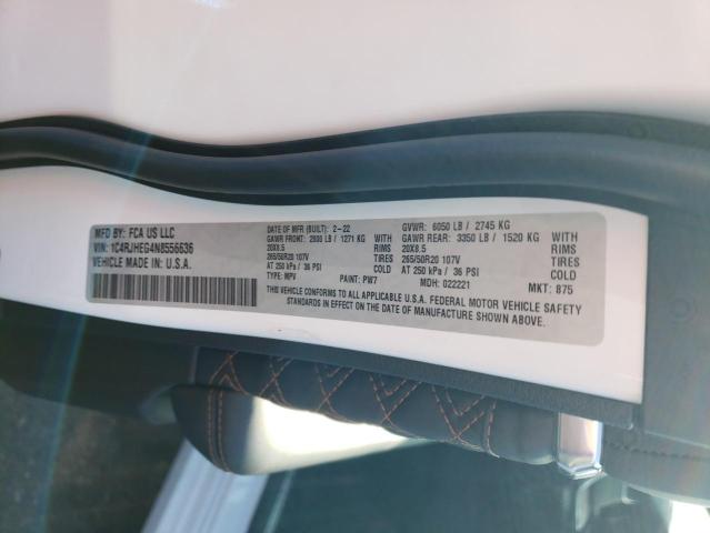 1C4RJHEG4N8556636 - 2022 JEEP GRAND CHER SUMMIT თეთრი ფოტო 12