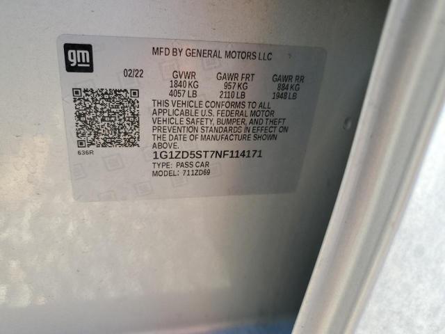 1G1ZD5ST7NF114171 - 2022 CHEVROLET MALIBU LT 银色 照片 13