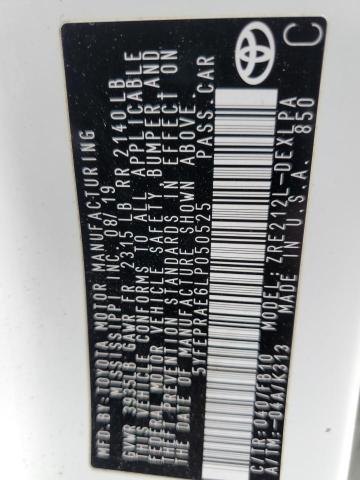 5YFEPRAE6LP050525 - 2020 TOYOTA COROLLA LE WHITE photo 13