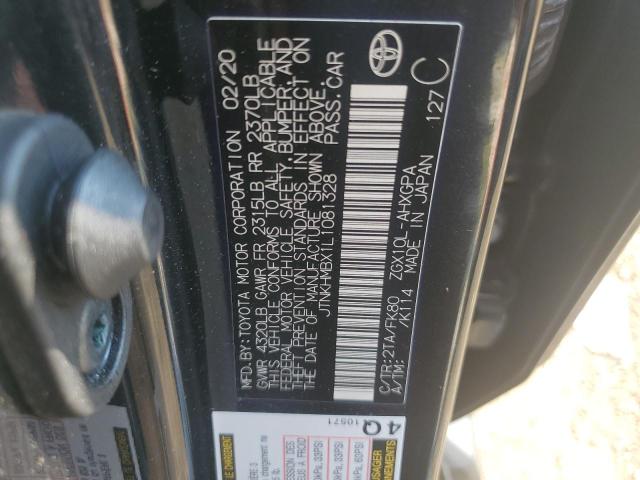 JTNKHMBX1L1081328 - 2020 TOYOTA C-HR XLE BLACK photo 12