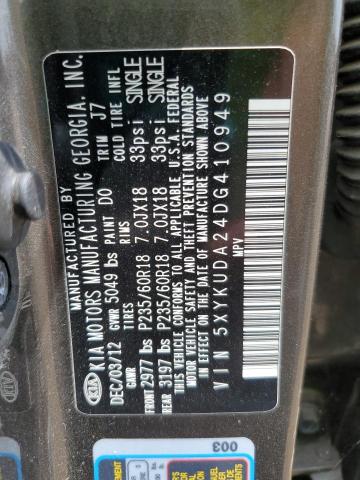 5XYKUDA24DG410949 - 2013 KIA SORENTO EX 棕色 照片 13